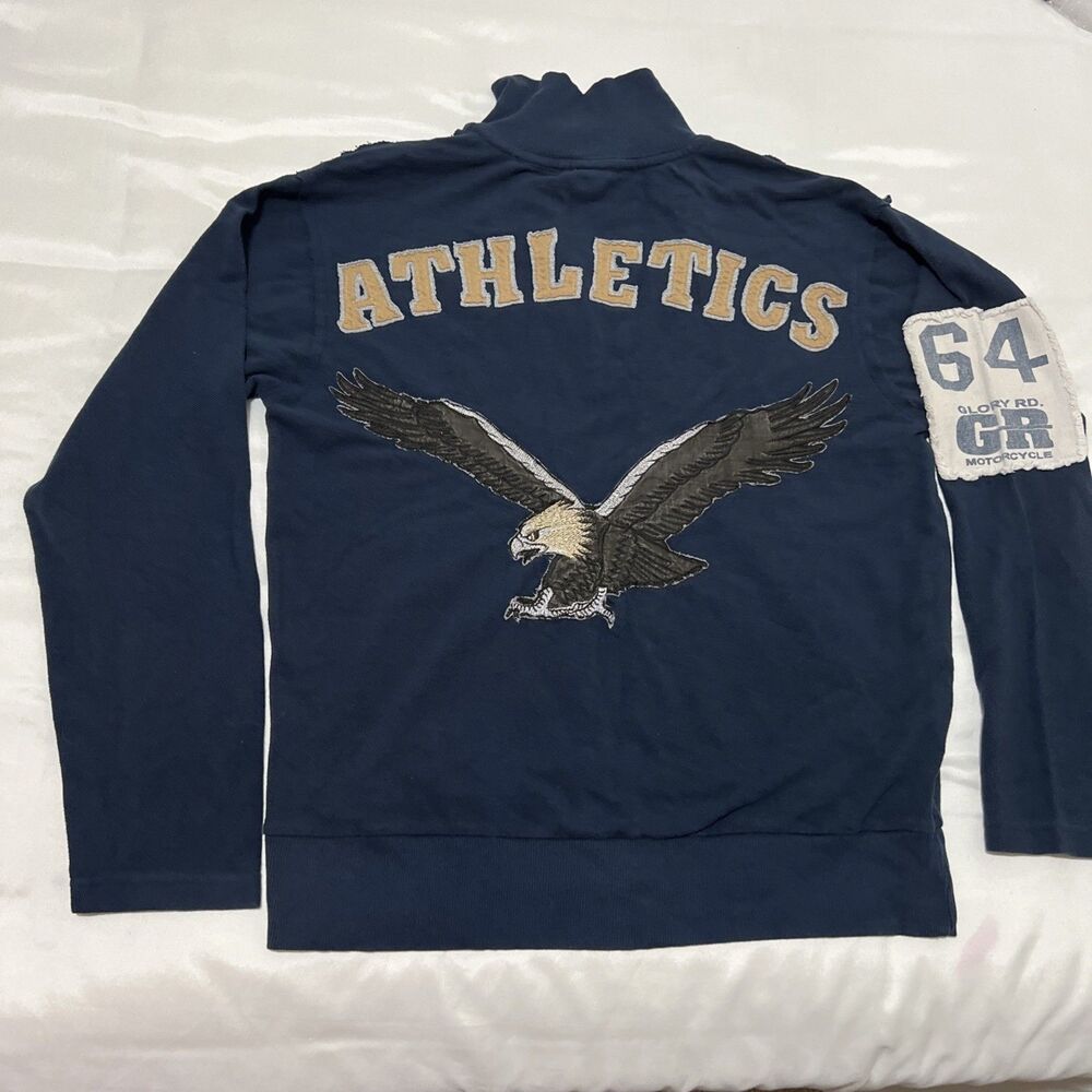 Vintage Y2K 64 Glory Rd Sweatshirt Long Sleeve Full Zip Grunge Men's L Blue